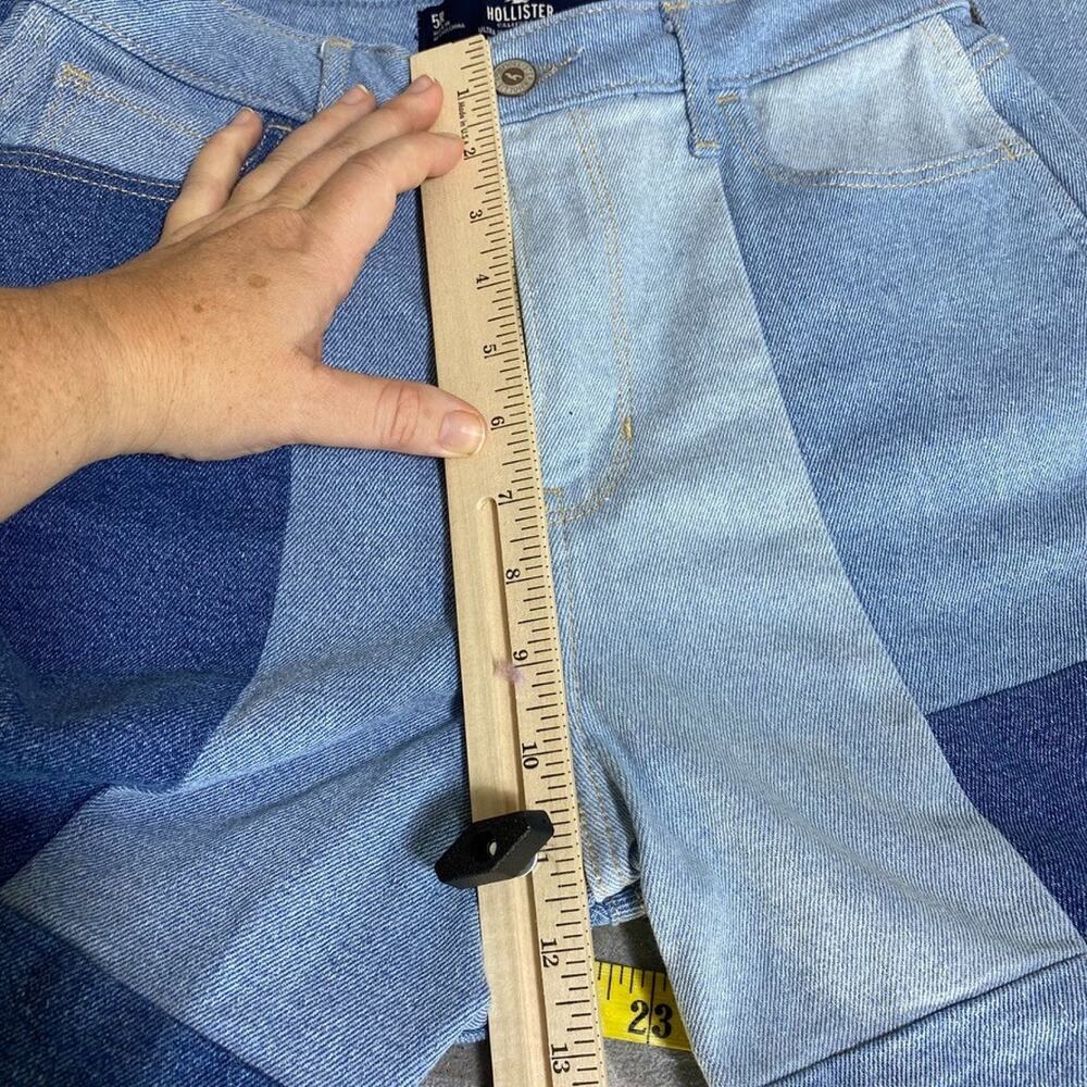 Hollister Womens Patchwork Jeans Size 27 x 27 Boho Hippie Straight Leg High Rise - Picture 10 of 12
